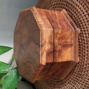 ❤️ Vintage Solid Wood Trinket Tea Box Octagonal NO KEY